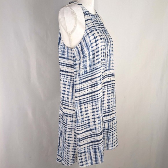 Cynthia Rowley Women's MED Blue 100% Linen Tie Dye Halter Neck Dress - Picture 3 of 8